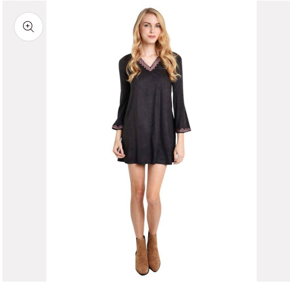 THML embroidered long sleeve dress